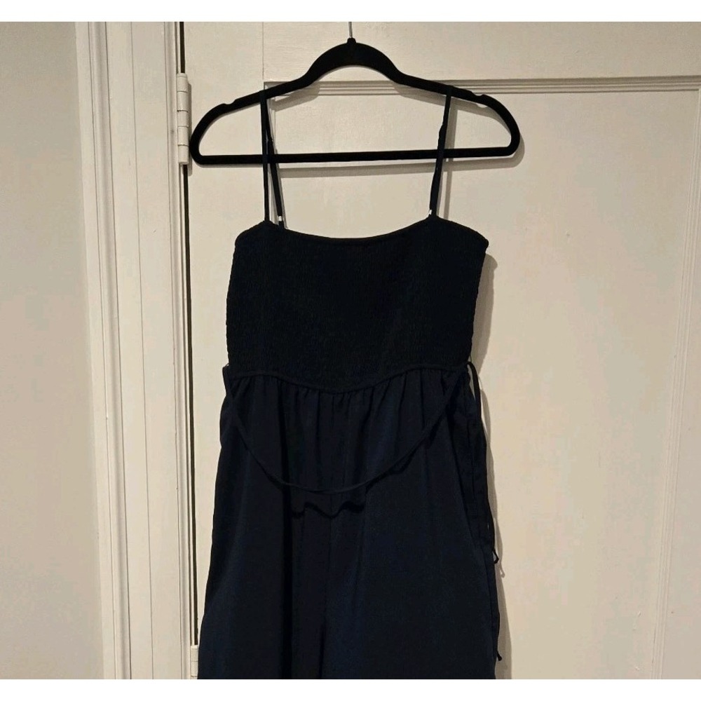 Davi & Dani Jumpsuit Romper Ruche Top With‎ Tiered Long Pants Spaghetti Straps L